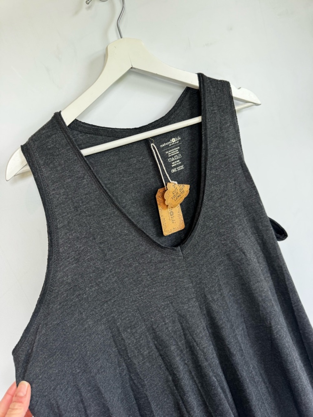 NWT NATURAL LIFE Gray Sleeveless Wide-Leg knit cotton blend Jumpsuit One Size - Picture 4 of 10